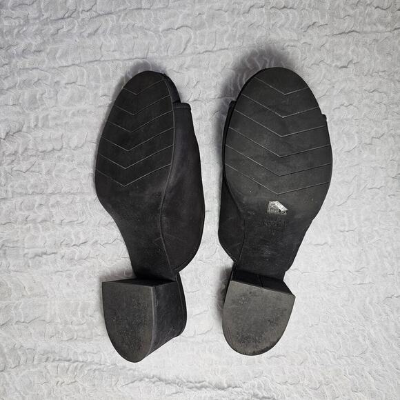 Eileen Fisher Sandals Womens 10 Fala Black Slip On Open Toe Minimalist Leather - Picture 4 of 9